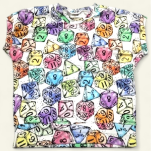 Rainbow Dice White Background Shirt Size 7