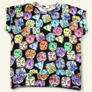 Rainbow Dice Black Background Shirt Size 8